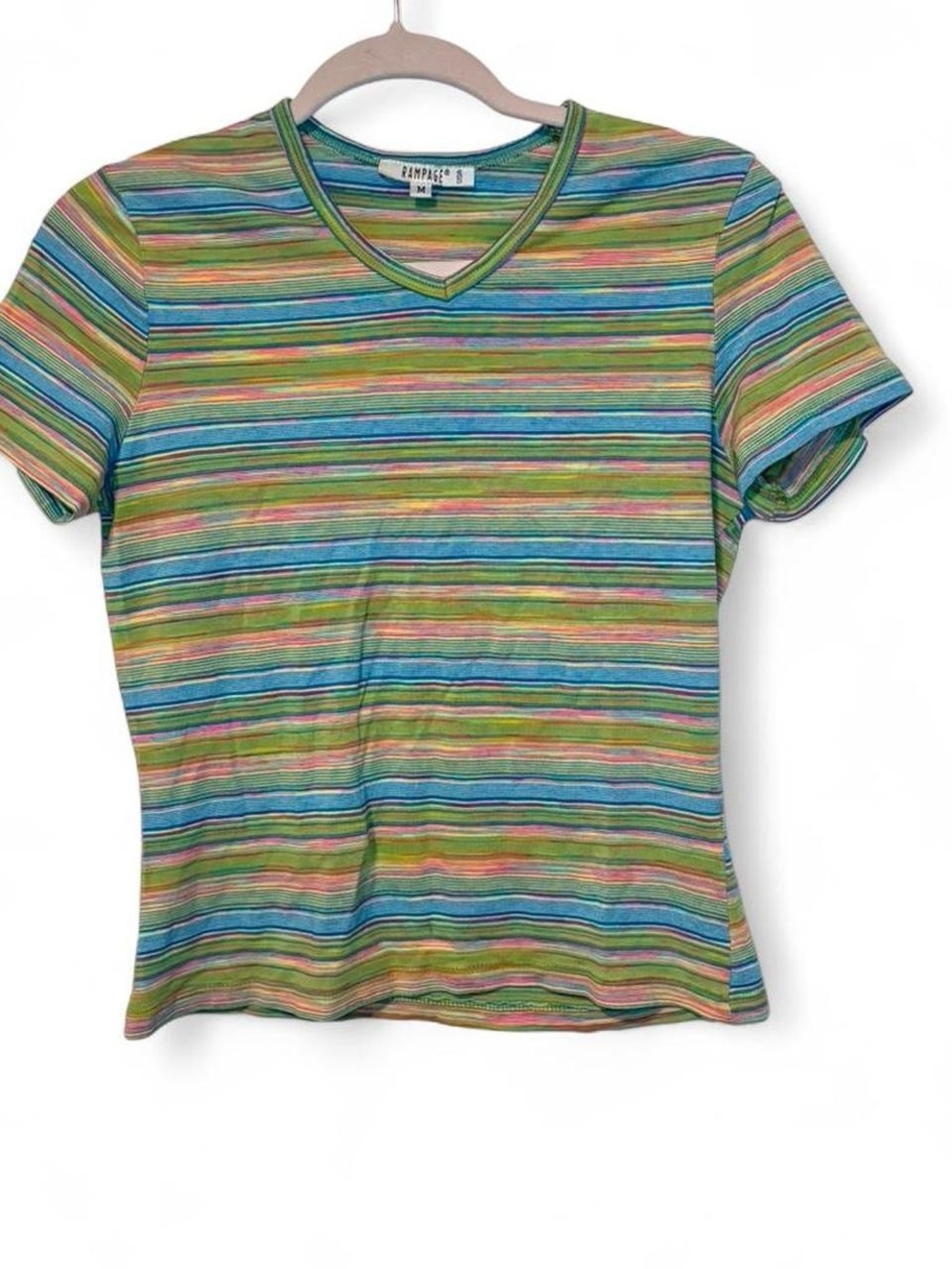 Vintage Y2K cute colorful striped Rampage t shirt med TTS